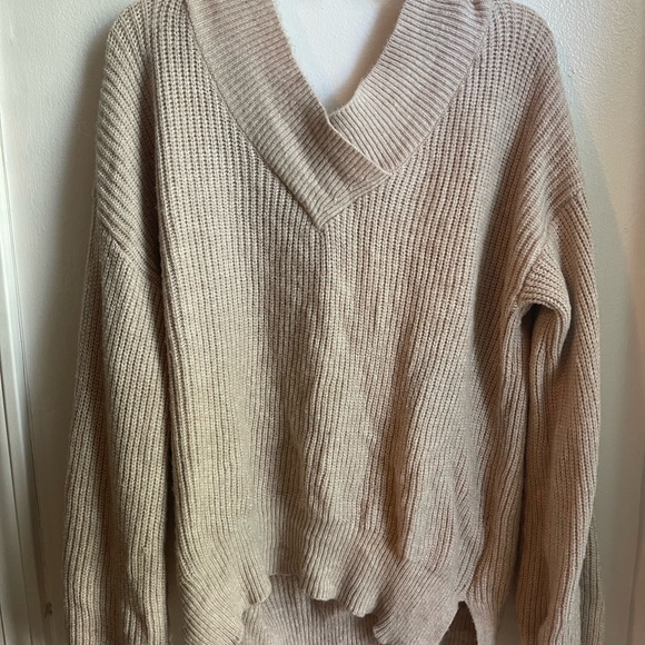 Nuetral, Tan crop sweater, Vneck, size medium - Picture 3 of 3